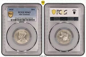 ニュージーランド 1935 KGV シリング銀貨 PCGS MS63 #9224｜WORLD RESOURCE【KING店】