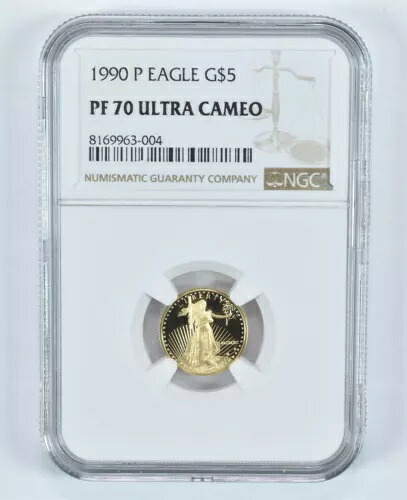 1990-P $5 アメリカン ゴールド イーグル 1/10 オンス ゴールド PF70 UCAM NGC *9104|WORLD RESOURCE【KING店】