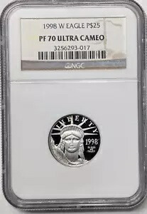 1998 W P$25 1/4 オンス アメリカン イーグル プラチナ プルーフ NGC PF70