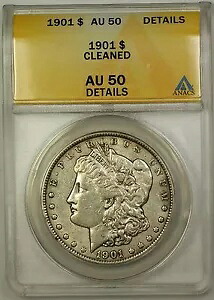 1901 モーガン シルバー ダラー 1 ドル コイン ANACS AU-50 詳細クリーニング済み (16)｜WORLD RESOURCE【KING店】