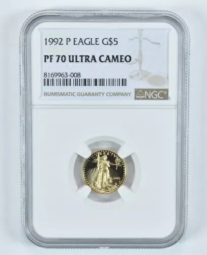 1992-P $5 アメリカン ゴールド イーグル 1/10 オンス ゴールド PF70 UCAM NGC *9103｜WORLD RESOURCE【KING店】