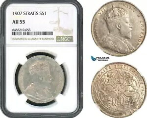 AH489、海峡集落、エドワード 7 世、1 ドル 1907、ボンベイ造幣局、NGC AU55｜WORLD RESOURCE【KING店】 179,850円