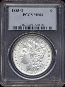 1885-O $1 PCGS MS64 袋の跡をきれいにし、ホワイトミントの光沢とオリジナルの色を除去