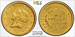 1851 リバティ ゴールド ダラー コイン - PCGS AU55