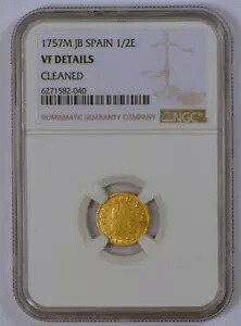 1757-M 1/2 スペイン フェルディナンド 6 世エスクード金貨 マドリード造幣局 NGC VF 詳細｜WORLD RESOURCE【KING店】