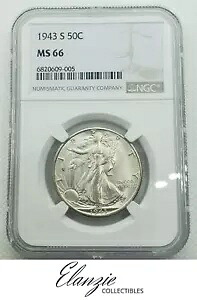 1943-S ウォーキング リバティ ハーフダラー コイン NGC MS66