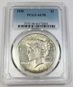 1928 P PCGS AU58 - 平和ドル銀貨 - 1 米国ドル コイン #41565A