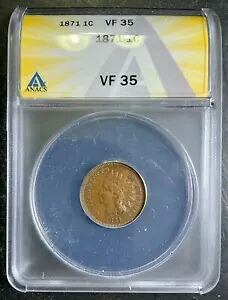 ANACS VF35 1871 インディアン セント レア タフ キー デート 認定コイン A9 184,250円