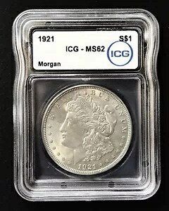1921 P モルガン ドル #262 - MS62 未流通 - スーパークリーンコイン!!!認定済み