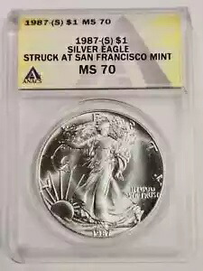 1987 S シルバー イーグル ANACS MS-70 - サンフランシスコ造幣局に衝突