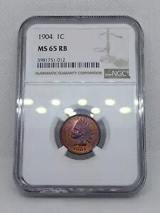 1904 P 1C NGC MS65RB 調色インディアンヘッドセント銅型コイン 美しい色合い！