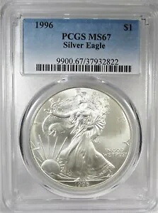 1996 シルバー イーグル ダブル ダイ 表面 PCGS MS67 コイン AH378|WORLD RESOURCE【KING店】