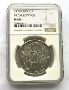ビアフラ 1969 イーグル ポンド NGC MS65 シルバー コイン、UNC|WORLD RESOURCE【KING店】