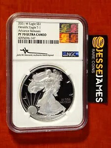2021 W プルーフ シルバー イーグル NGC PF70 ウルトラ カメオ アドバンス リリース ジョン メルカンティ T1｜WORLD RESOURCE【KING店】