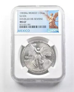 1983 Mo メキシコ 1 オンザ シルバー リベルタ ダブル ダイ リバース MS67 NGC *0618