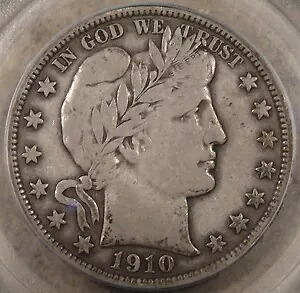 1910 バーバー ハーフダラー 50c PCGS 認定 VF20