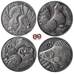 アンドラ 2014 アトラス オブ ワイルドライフ ヨーロッパ スワロフスキー付き純銀コイン 4 枚セット｜WORLD RESOURCE【KING店】