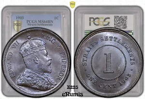 Straits Settlements、エドワード 7 世、1 セント 1903、トップ ポップ、PCGS MS 64 BN｜WORLD RESOURCE【KING店】