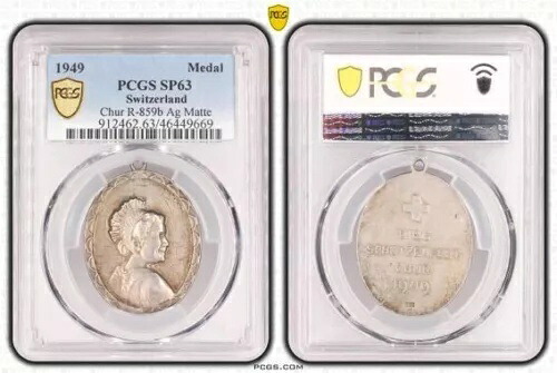 スイス グラウビュンデン州 1949 シルバー シューティング メダル レア PCGS SP63 スイス女性｜WORLD RESOURCE【KING店】