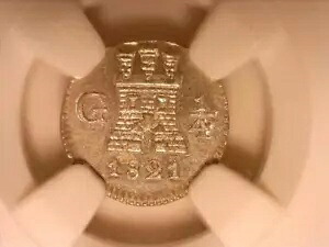 グアテマラ 1821-G 1/4 レアーレ 旧世界銀貨 NGC MS-63 #0720