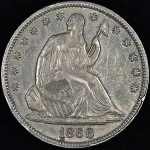1866-P シーテッド リバティ ハーフダラー ? au 詳細 ? 50C シルバー コイン 希少?信頼?