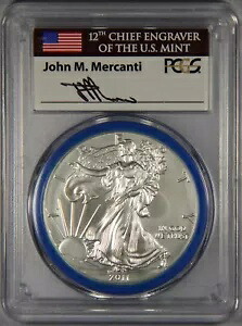 2011-W シルバー イーグル ドル 光沢仕上げ PCGS SP70 造幣局彫刻家メルカンティ署名 $1｜WORLD RESOURCE【KING店】 160,050円