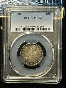 1900 Barber Quarter - 25c PCGS MS62 - Crusty オリジナル サンプル!