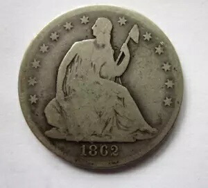 1862 シーテッド リバティ ハーフダラー 50c コイン フィラデルフィア ミント セミキー レア デイト