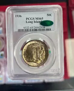 1936 PCGS MS65 ロングアイランド 50 c CAC ステッカー付き