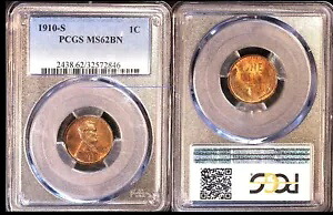 1910-S 1C PCGS MS62BN-PQ リンカーン スモール セント