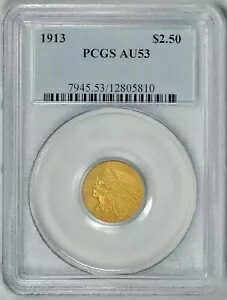 1913年 $2.5 ゴールド インディアン PCGS AU53 * フィラデルフィア ミント * #12805810