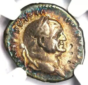 ウェスパシアヌス AR デナリウス ローマ銀貨 69 ～ 79 年。 NGC Choice VF - レインボートーン!