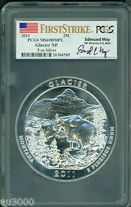 2011 グレイシャー NP ATB 5 オンスシルバー PCGS MS69 DMPL ファースト ストライク FS エドモンド モイ レア