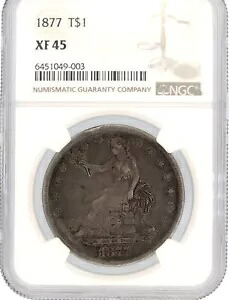 NGC 希少極細 XF45 1877 90% シルバー $1 貿易ドル コイン 送料無料