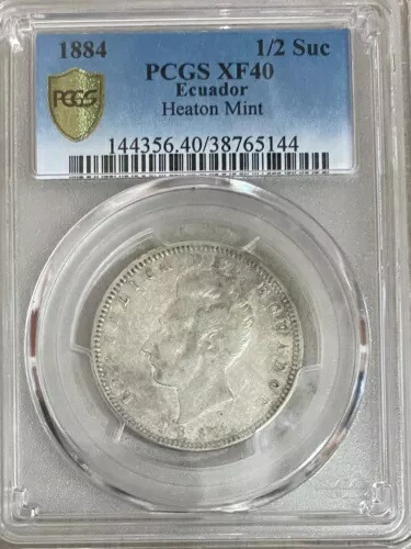 エクアドル 1/2 スクレ 1884 KM # 52 ( L - O ) PCGS XF 40。