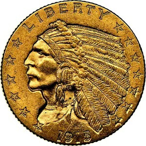 1915 $2.5 インディアン ヘッド ゴールド 未流通 素敵な 4.18g 素敵なコイン!