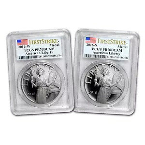 2016 2 コイン シルバー アメリカン リバティ メダル Prf セット PR-70 PCGS (FS)