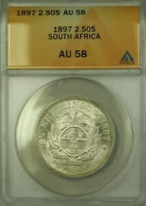 1897 南アフリカ 2.50 シリング硬貨 ANACS AU 58