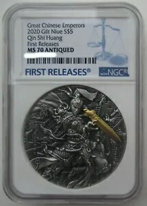 NGC MS70 ニウエ 2020 偉大な中国皇帝、秦の始皇帝 秦始皇 金銀貨 2オンス