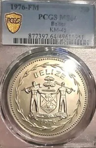 ベリーズ 1976 10 ドル PCGS 64 レア マット BU、ミンテージ 125 ストラク、少数リリース