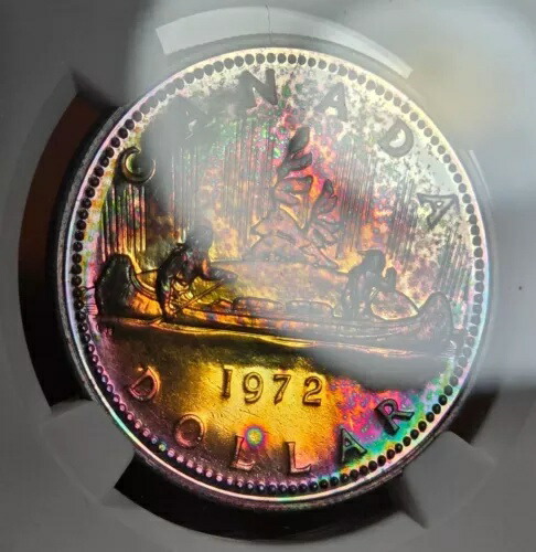 1972 カナダ Voyageur シルバー $1 NGC SP67* スター レインボー トーン モンスター カラー トーニング 201,850円