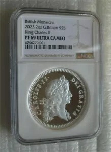 楽天市場】イギリス 2023年 5ポンド銀貨 チャールズ3世戴冠式 NGC PF70