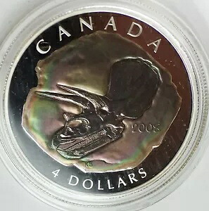 2008 カナダ $4 プルーフ銀貨 トリケラトプス - 1/2 オンス 0.9999 シルバー 箱と COA 付き