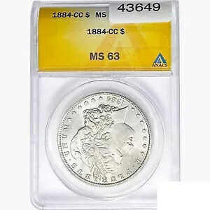 1884-CC モーガン シルバー ダラー コイン ANACS MS63