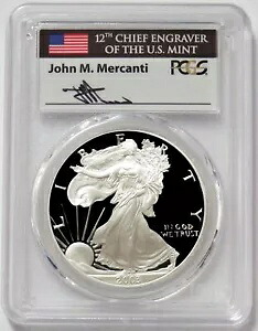 2003 W アメリカン シルバー イーグル マーカンティ サイン入り $1 プルーフ 1 オンス コイン PCGS PF 70 DCAM 150,700円