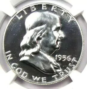 1956 プルーフ フランクリン ハーフダラー 50C コイン - NGC PR69 (PF69) - 460 ドル相当!