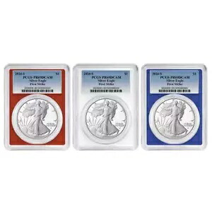 3 個セット - 2024-S $1 プルーフ アメリカン シルバー イーグル PCGS PR69DCAM FS ブルー ラベル R...
