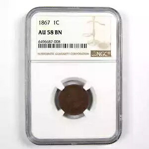 1867 インディアン ヘッド セント AU 58 BN NGC ペニー 1c コイン SKU:I7929