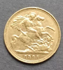 1901 ヴィクトリア女王 ベールド ヘッド 22ct ゴールド ハーフ ソブリン｜WORLD RESOURCE【KING店】 121,550円