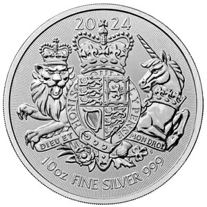 2024 英国 ?10 10 オンス シルバー British Royal Arms .999 GEM BU